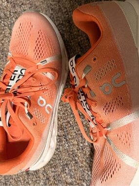 On Running Women's Coral/White Cloud-Inspired Running Shoes